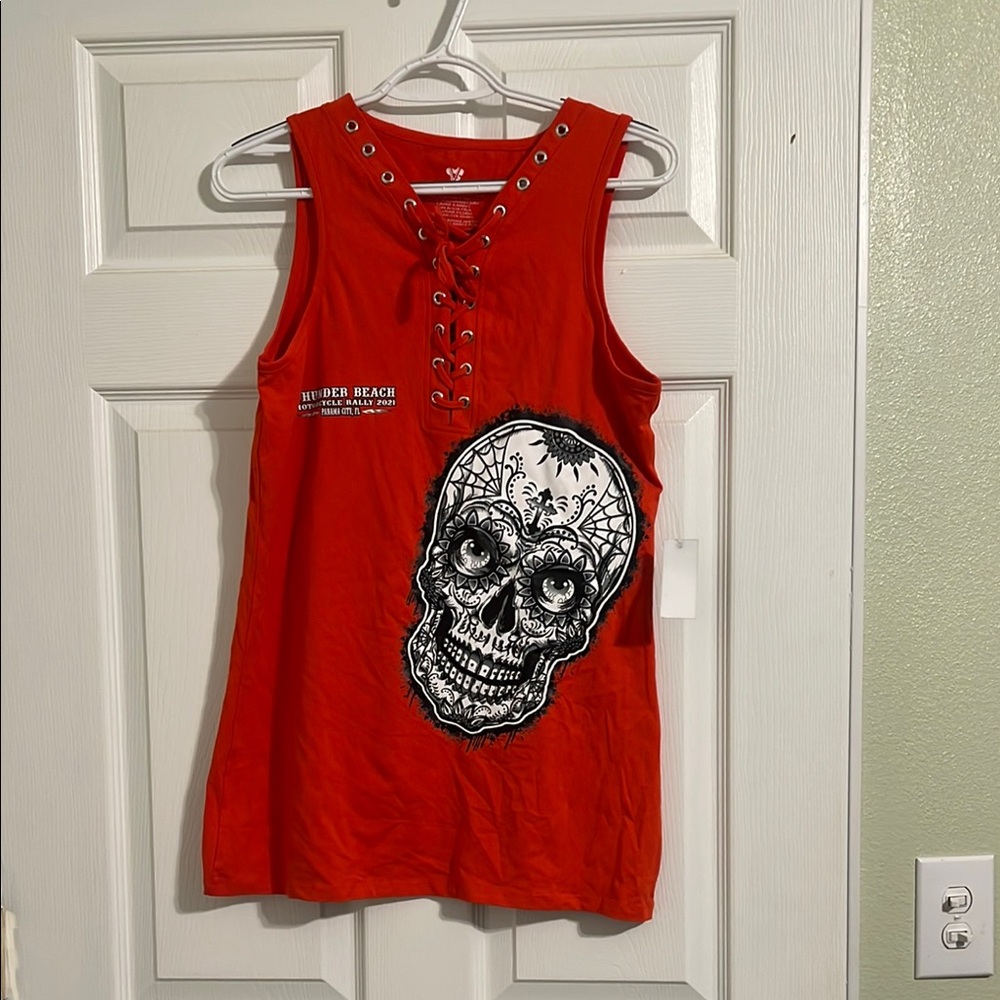 Red Skull Graphic Tank Top